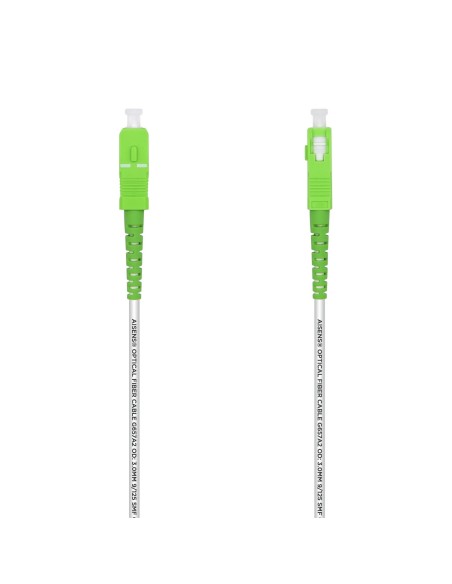 AISENS Cable Fibra Óptica Latiguillo G657A2 3.0 9 125 SMF Simplex CPR DCA LSZH, SC APC-SC APC, Blanco, 20 m