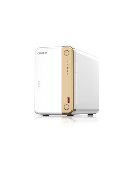 QNAP TS-262 NAS Torre Intel® Celeron® N4505 4 GB 0 TB QNAP QTS Oro, Blanco