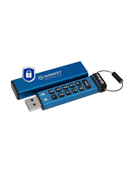 Kingston Technology IronKey Keypad 200 de 64 GB, FIPS 140-3 nivel 3 (pendiente) cifrado AES-256 Kingston Technology IronKey Keypad 200 de 64 GB, FIPS 140-3 nivel 3 (pendiente) cifrado AES-256