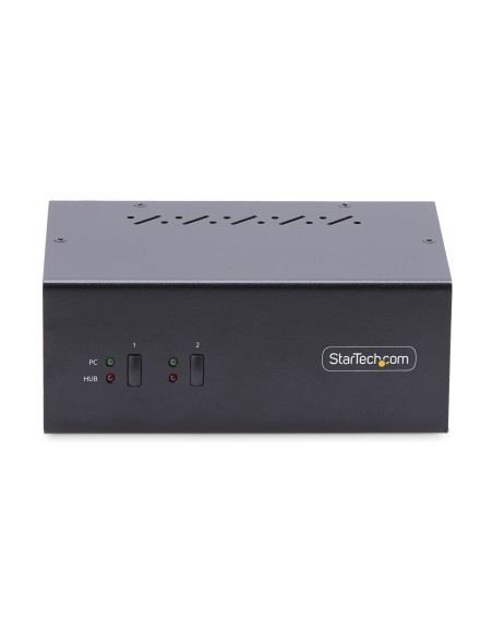 StarTech.com Switch KVM de 2 Puertos DisplayPort para 2 Monitores - Conmutador KVM 4K60Hz - Hub Ladrón 2x USB 5Gb - Hub 2x USB