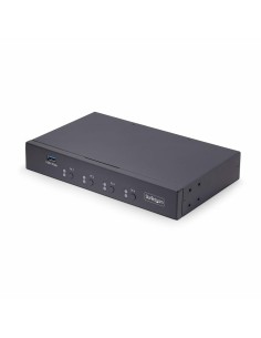 StarTech.com Switch KM USB 4 Puertos con Conmutación por Ratón - Conmutador KM USB 3.0 de Teclado y Ratón para 4 Ordenadores -