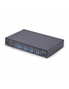 StarTech.com Switch KM USB 4 Puertos con Conmutación por Ratón - Conmutador KM USB 3.0 de Teclado y Ratón para 4 Ordenadores - 2