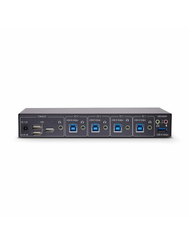 StarTech.com Switch KM USB 4 Puertos con Conmutación por Ratón - Conmutador KM USB 3.0 de Teclado y Ratón para 4 Ordenadores -