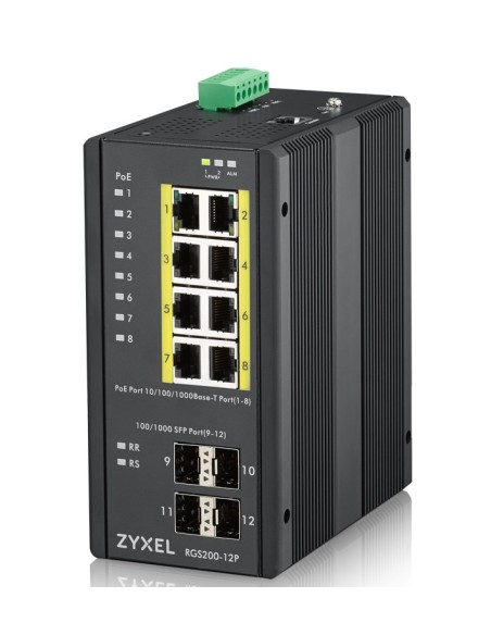 Zyxel RGS200-12P Gestionado L2 Gigabit Ethernet (10 100 1000) Energía sobre Ethernet (PoE) Negro Zyxel RGS200-12P Gestionado L2 Gigabit Ethernet (10 100 1000) Energía sobre Ethernet (PoE) Negro