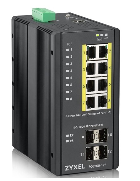 Zyxel RGS200-12P Gestionado L2 Gigabit Ethernet (10 100 1000) Energía sobre Ethernet (PoE) Negro Zyxel RGS200-12P Gestionado L2 Gigabit Ethernet (10 100 1000) Energía sobre Ethernet (PoE) Negro