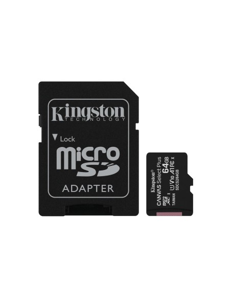 Kingston Technology Canvas Select Tarjeta micSDHC Plus 100R A1 C10 de 64 GB + ADP Kingston Technology Canvas Select Tarjeta micSDHC Plus 100R A1 C10 de 64 GB + ADP