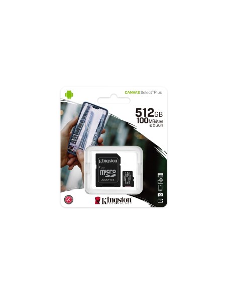 Kingston Technology Canvas Select Tarjeta micSDXC Plus 100R A1 C10 de 512 GB + ADP Kingston Technology Canvas Select Tarjeta micSDXC Plus 100R A1 C10 de 512 GB + ADP