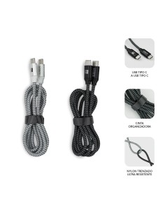 SUBBLIM PACK 2 CABLES USB TIPO USB-C A USB-C 1 M BLACK SILVER 2