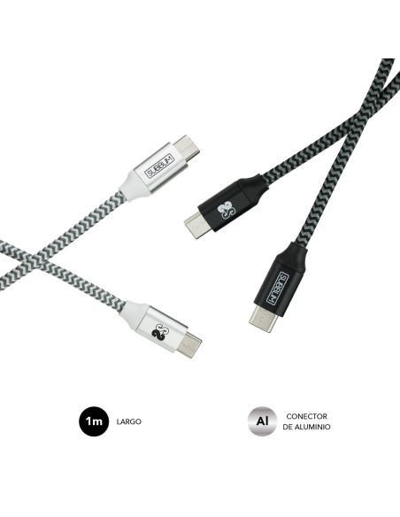 SUBBLIM PACK 2 CABLES USB TIPO USB-C A USB-C 1 M BLACK SILVER SUBBLIM PACK 2 CABLES USB TIPO USB-C A USB-C 1 M BLACK SILVER