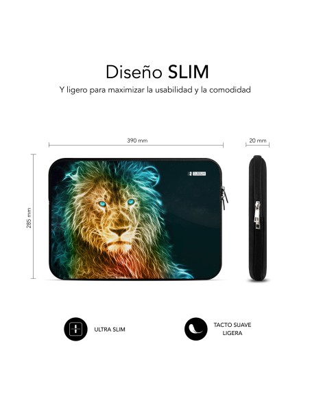 SUBBLIM Funda Ordenador Neopreno Trendy Sleeve Neo Lion 15,6"