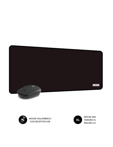 SUBBLIM Alfombrilla con Ratón Harmony Pack Mousepad XL + Wireless Mouse Black
