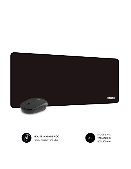 SUBBLIM Alfombrilla con Ratón Harmony Pack Mousepad XL + Wireless Mouse Black SUBBLIM Alfombrilla con Ratón Harmony Pack Mousepad XL + Wireless Mouse Black