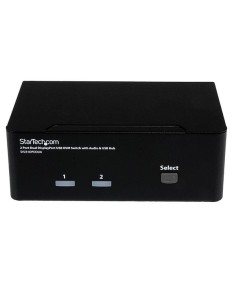 StarTech.com Conmutador Switch KVM - 2 puertos USB 2.0 - Audio Vídeo DisplayPort 2 Monitores 2