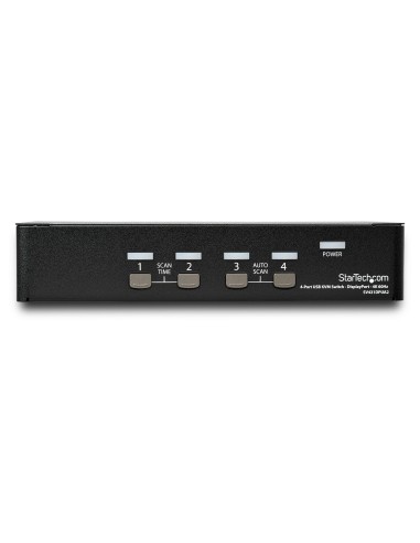 StarTech.com Switch Conmutador KVM de 4 Puertos DisplayPort - 4K 60Hz - para Una Pantalla - Switch KVM de 4 Puertos DP 1.2 con