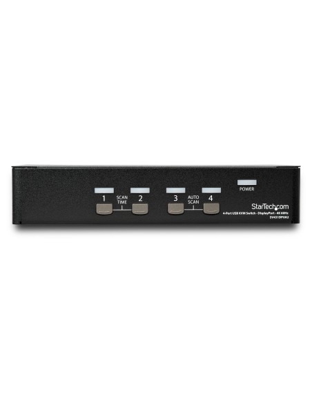 StarTech.com Switch Conmutador KVM de 4 Puertos DisplayPort - 4K 60Hz - para Una Pantalla - Switch KVM de 4 Puertos DP 1.2 con