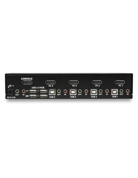 StarTech.com Switch Conmutador KVM de 4 Puertos DisplayPort - 4K 60Hz - para Una Pantalla - Switch KVM de 4 Puertos DP 1.2 con