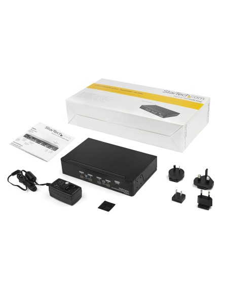 StarTech.com Switch Conmutador KVM de 4 Puertos DisplayPort - 4K 60Hz - para Una Pantalla - Switch KVM de 4 Puertos DP 1.2 con