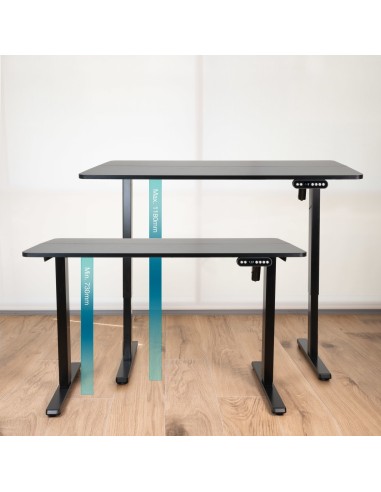 TooQ Mesa de Escritorio ORIGAMI Eléctrica Ajustable con Tablero, Negra