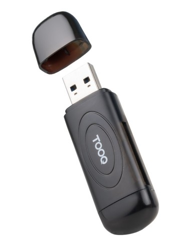TooQ Lector de Tarjetas USB 3.0, 2 en 1, SD TF, Negro