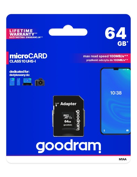 Goodram M1AA 64 GB MicroSDXC UHS-I Clase 10 Goodram M1AA 64 GB MicroSDXC UHS-I Clase 10
