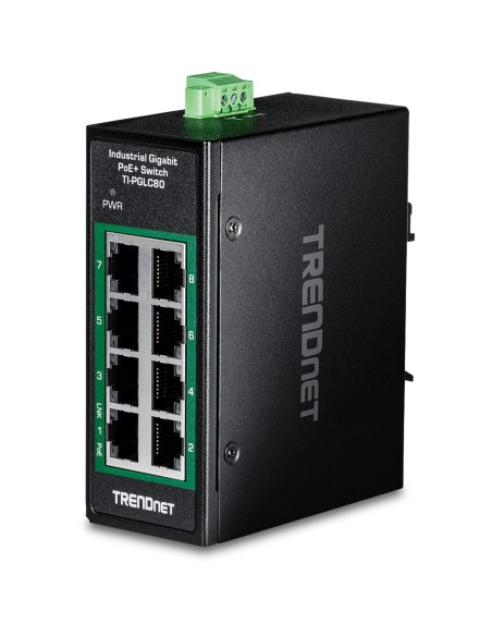 Trendnet TI-PGLC80 switch No administrado Gigabit Ethernet (10 100 1000) Energía sobre Ethernet (PoE) Negro