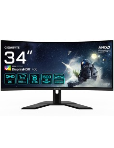 GIGABYTE G34WQCP Monitor Gaming Curvo UWQHD de 34" - 3440 x 1440, 1500R, 180Hz, 1ms, 350 cd m², AMD FreeSync Premium,