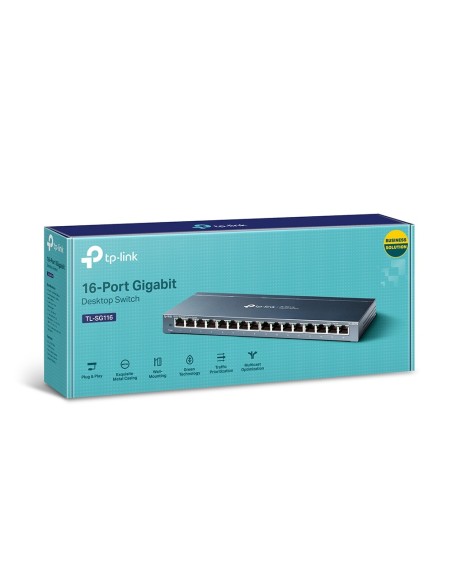 TP-Link TL-SG116 switch No administrado Gigabit Ethernet (10 100 1000) Negro TP-Link TL-SG116 switch No administrado Gigabit Ethernet (10 100 1000) Negro