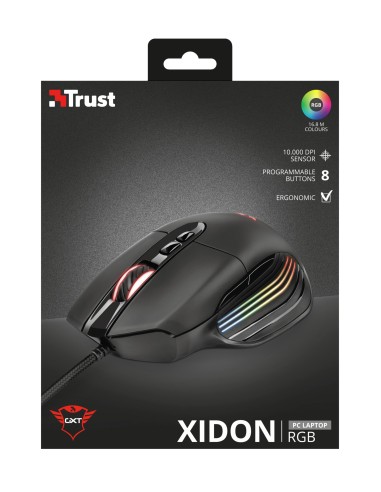 Trust GXT 940 Xidon ratón Juego mano derecha USB tipo A Óptico 10000 DPI