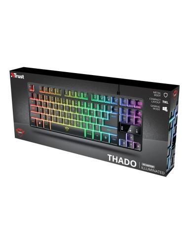 Trust GXT 833 Thado teclado Juego USB Español Negro, Plata