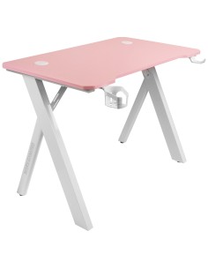 Mars Gaming MGD100RGB, Mesa Gaming Ergonómica RGB, Alfombrilla XXL, Soporte Auriculares y Bebida, Escritorio PC, 100x60cm, Rosa 2