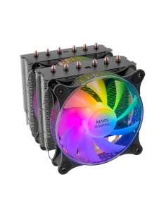 Mars Gaming Disipador CPU, Doble Torre Refrigeración, 6 Heatpipes HCT, TDP 300 W, 2 Ventiladores ARGB PWM 12 cm, MCPUXT, Color
