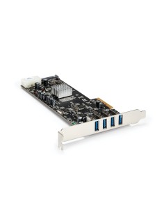 StarTech.com Adaptador Tarjeta PCI Express PCI-E 4 Puertos USB 3.0 UASP 2 Canales de 5Gbps con Alimentación Molex SATA