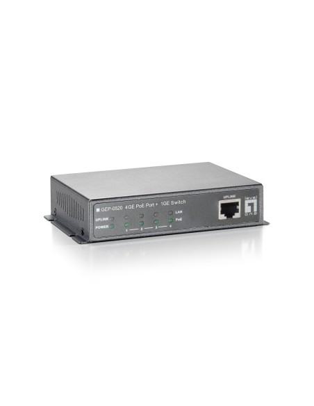 LevelOne Switch Gigabit Ethernet PoE de 8 puertos, 61.6W, 802.3af PoE, 4 Puertos PoE