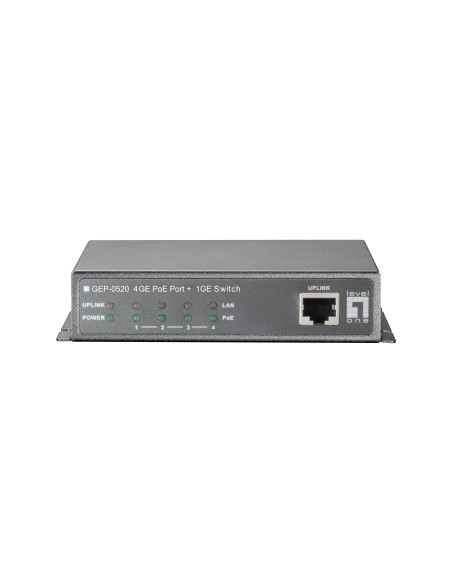 LevelOne Switch Gigabit Ethernet PoE de 8 puertos, 61.6W, 802.3af PoE, 4 Puertos PoE