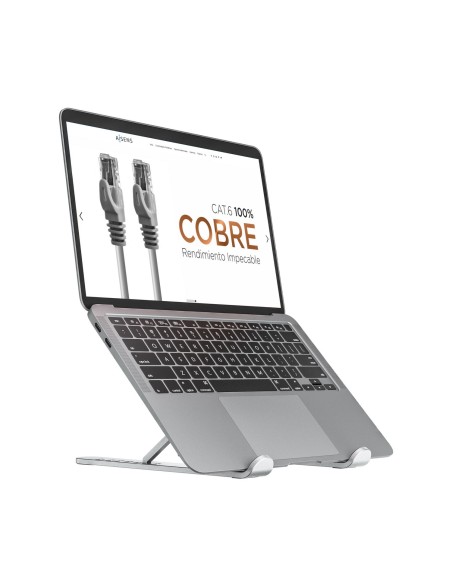 AISENS Soporte De Sobremesa Ajustable Para Portatil   Tablet, Plata