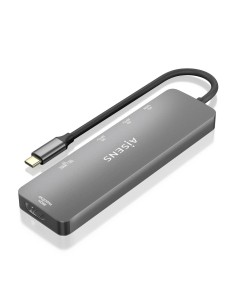 AISENS USB-C Dock 6 EN 1, USB-C a 1xHDMI, 2xUSB-A, 1xUSB-C PD 100W, 1xSD, 1xMicro SD, Gris, 15cm 2