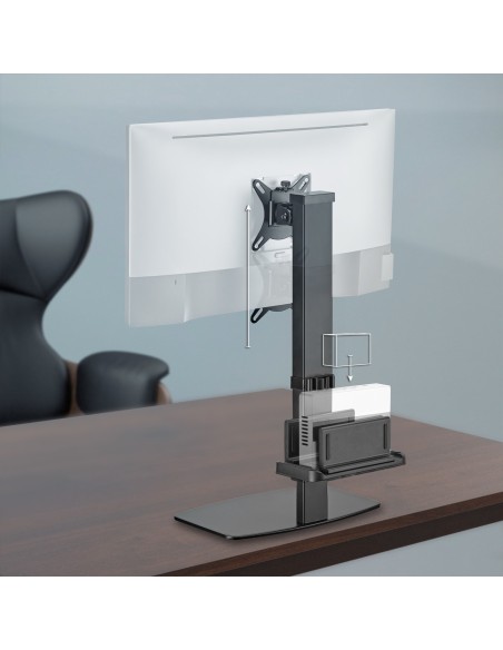 AISENS Soporte de Mesa ECO Giratorio e Inclinable para Monitor TV y Mini PC 8Kg de 17-32, Negro