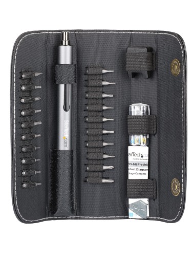 StarTech.com Destornillador Eléctrico con Juego de 20 Puntas de Precisión - Mini Destornillador Portátil a Pilas para