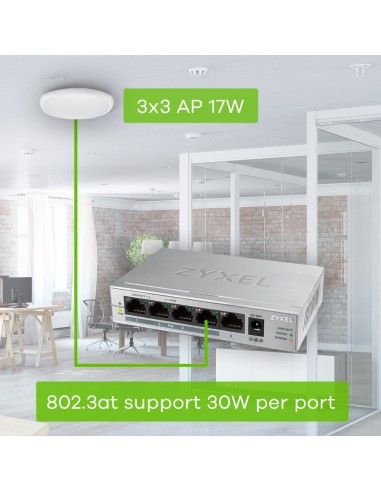 Zyxel GS1005HP No administrado Gigabit Ethernet (10 100 1000) Energía sobre Ethernet (PoE) Plata