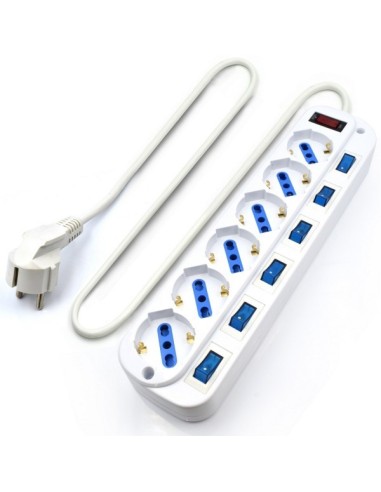 Ewent EW3932-5M limitador de tensión Blanco 6 salidas AC