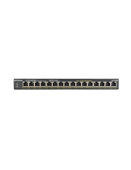 NETGEAR GS316PP No administrado Gigabit Ethernet (10 100 1000) Energía sobre Ethernet (PoE) Negro NETGEAR GS316PP No administrado Gigabit Ethernet (10 100 1000) Energía sobre Ethernet (PoE) Negro