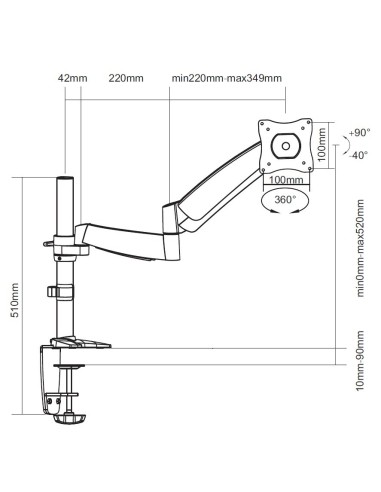Equip Soporte de escritorio articulado para monitor de 13"-27
