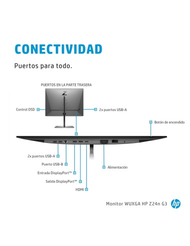 HP Z24n G3 pantalla para PC 61 cm (24") 1920 x 1200 Pixeles WUXGA LED Plata
