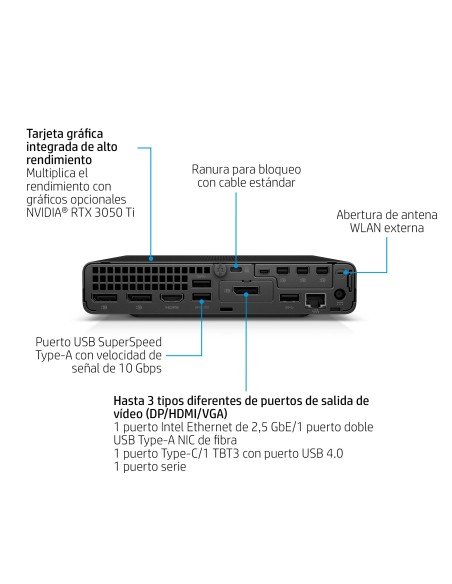 HP Elite Mini 800 G9 Intel® Core™ i7 i7-14700 16 GB DDR5-SDRAM 512 GB SSD Windows 11 Pro Mini PC Negro