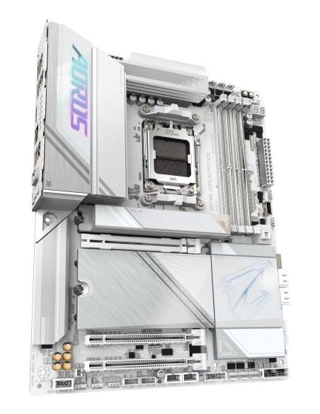 GIGABYTE X870E AORUS PRO ICE Placa Base - Soporta CPUs AMD Ryzen 9000, 16+2+2 Fases VRM Digital, hasta 8000MHz DDR5 (OC), GIGABYTE X870E AORUS PRO ICE Placa Base - Soporta CPUs AMD Ryzen 9000, 16+2+2 Fases VRM Digital, hasta 8000MHz DDR5 (OC),