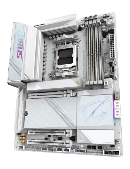 GIGABYTE X870E AORUS PRO ICE Placa Base - Soporta CPUs AMD Ryzen 9000, 16+2+2 Fases VRM Digital, hasta 8000MHz DDR5 (OC), GIGABYTE X870E AORUS PRO ICE Placa Base - Soporta CPUs AMD Ryzen 9000, 16+2+2 Fases VRM Digital, hasta 8000MHz DDR5 (OC),