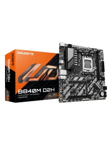 GIGABYTE B840M D2H Placa base - Procesadores AMD Ryzen 9000, VRM de 5+2+2 fases, hasta 7600 MHz DDR5, 1xPCIe 4.0 + 1xPCIe 3.0