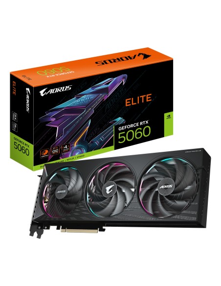 GIGABYTE AORUS GeForce RTX 5060 ELITE 8G Tarjeta Gráfica - 8GB GDDR7, 128bit, PCI-E 5.0, 2722 MHz Frecuencia del núcleo, 3 x GIGABYTE AORUS GeForce RTX 5060 ELITE 8G Tarjeta Gráfica - 8GB GDDR7, 128bit, PCI-E 5.0, 2722 MHz Frecuencia del núcleo, 3 x