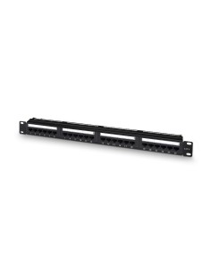 AISENS Panel De Parcheo De 24 Puertos RJ45 Cat.6 UTP, 19" 1U Dual IDC Con Gestion De Cables, Negro