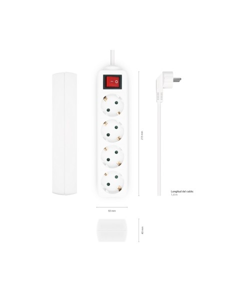 AISENS Base Multiple 4 Tomas con Interruptor con Cable 3×1.5mm2, Blanco, 1.4 m AISENS Base Multiple 4 Tomas con Interruptor con Cable 3×1.5mm2, Blanco, 1.4 m